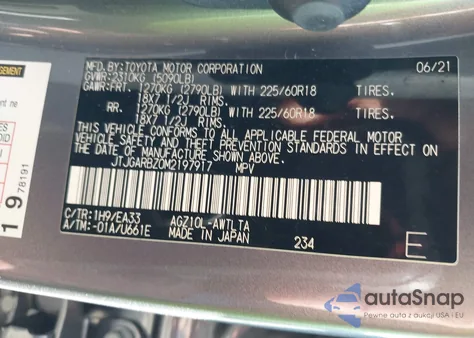 2021 Lexus Nx 300 z USA, uszkodzony, nr VIN JTJGARBZ0M2197917